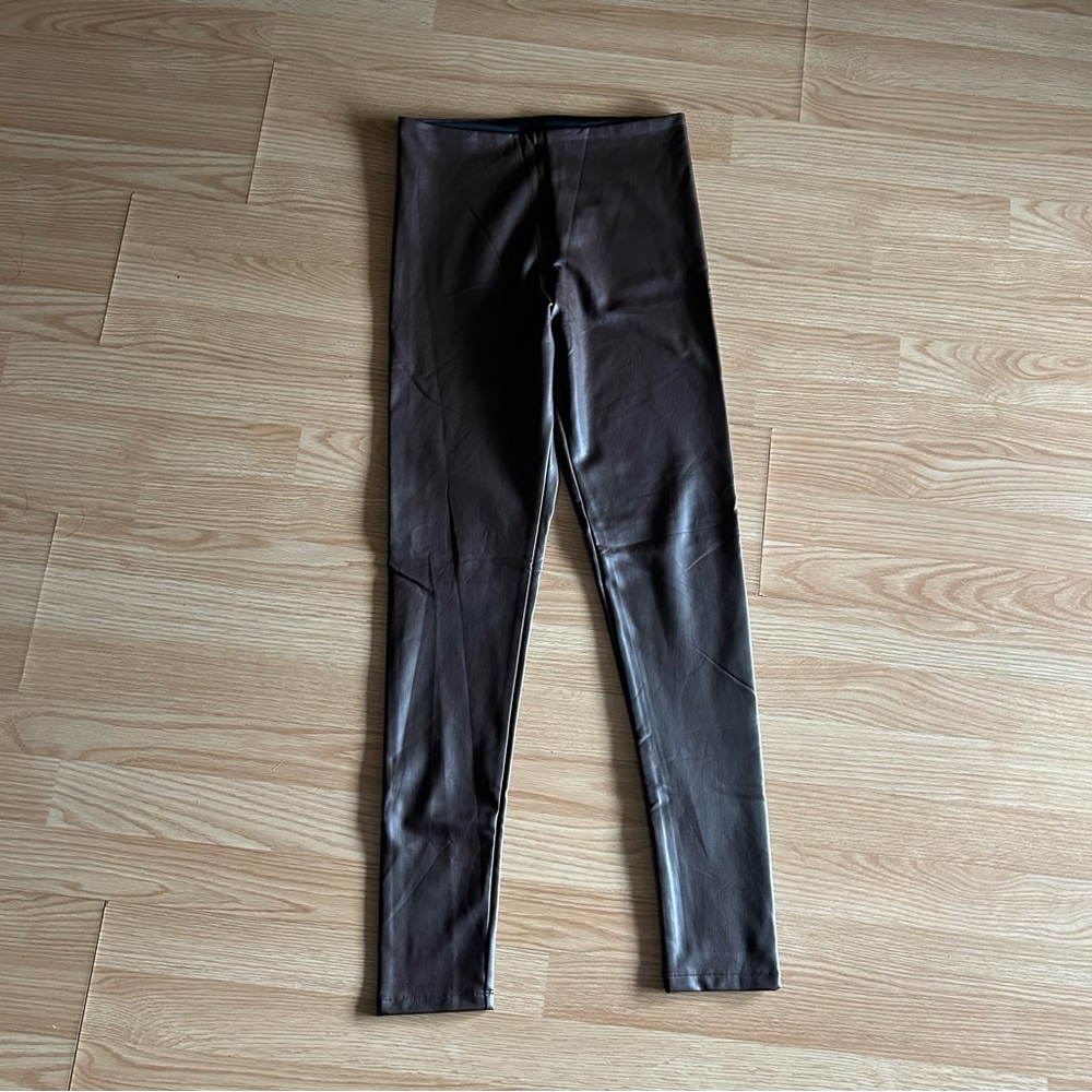 Aqua Brown Faux Leather Skinny Leg Pants Women’s Small